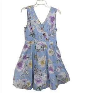 Mi ami dress M Francesca blue and white floral fit and flair sleeveless